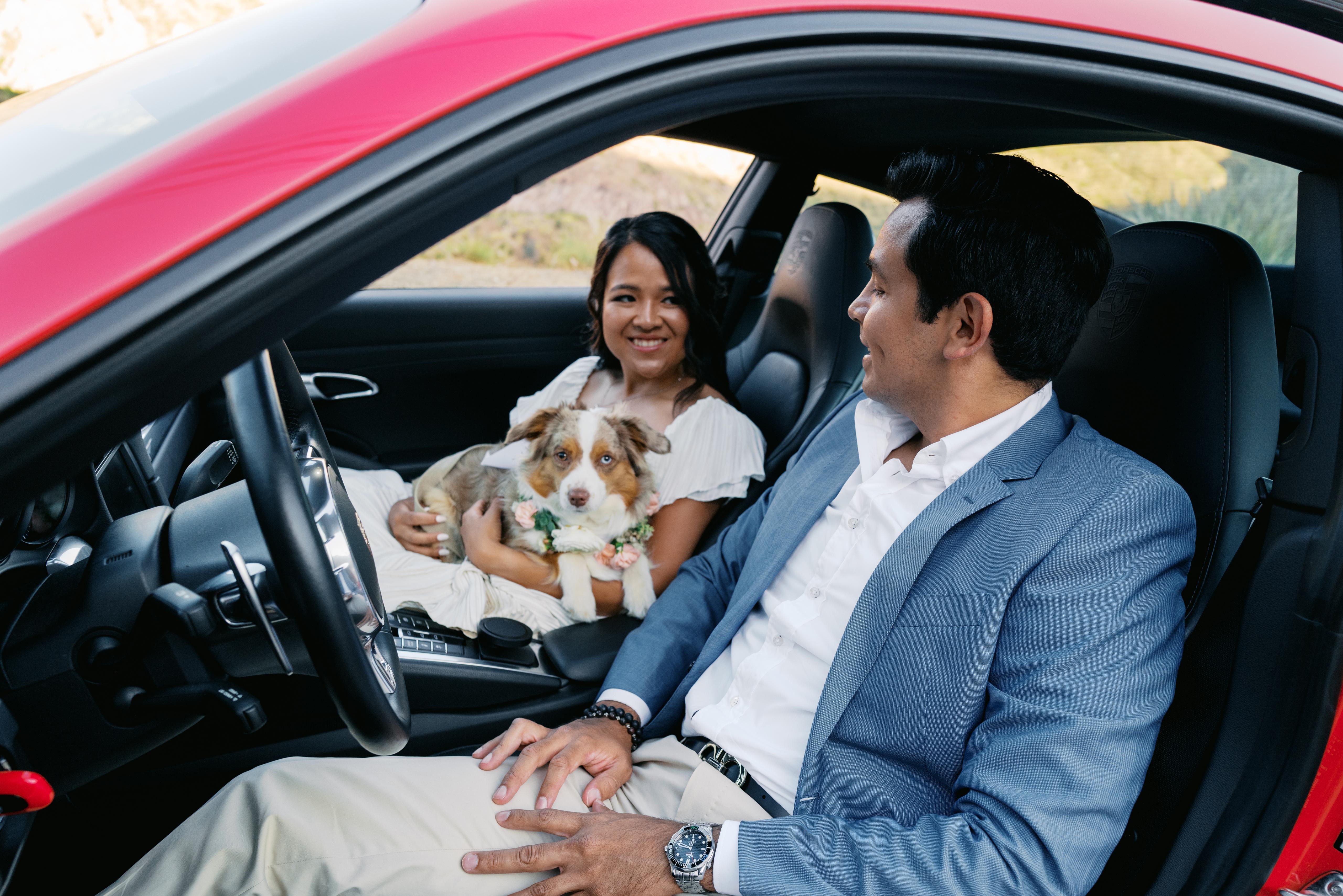 Couple walking in field